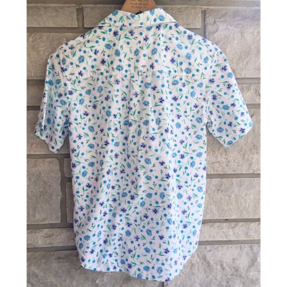 90s 'Cabin Creek' Country Green and Blue Floral Button Down - Picture 3 of 6